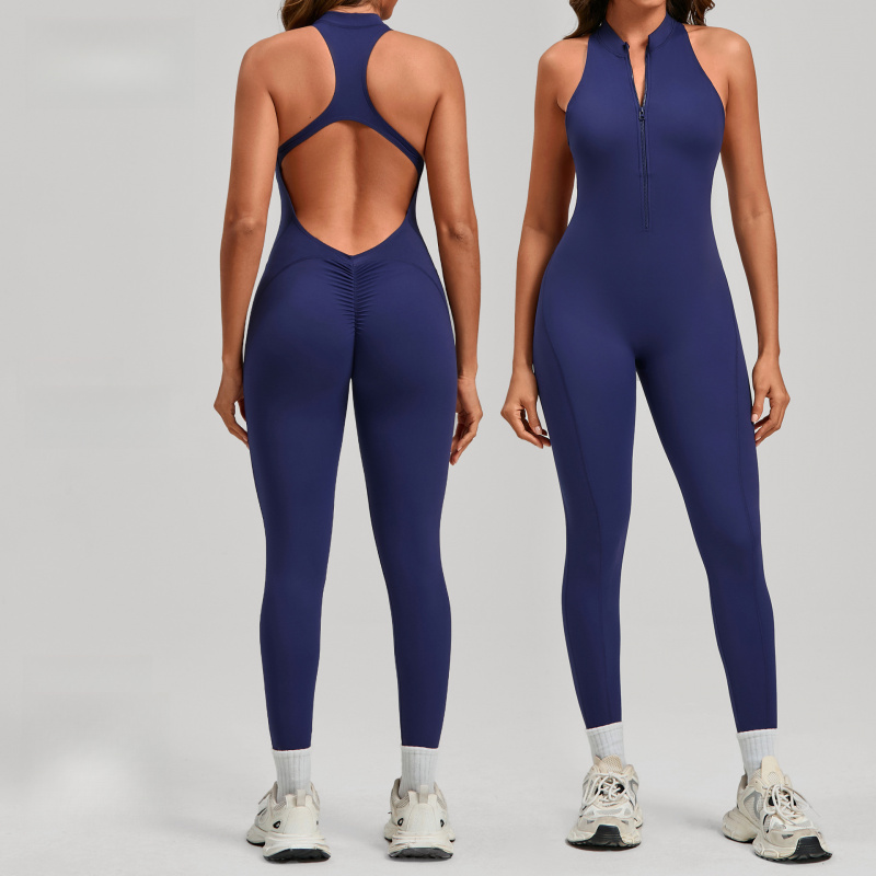 Yoga Fitness Jumpsuit - İlkbahar Yaz Tek Parça Fermuarlı Yoga