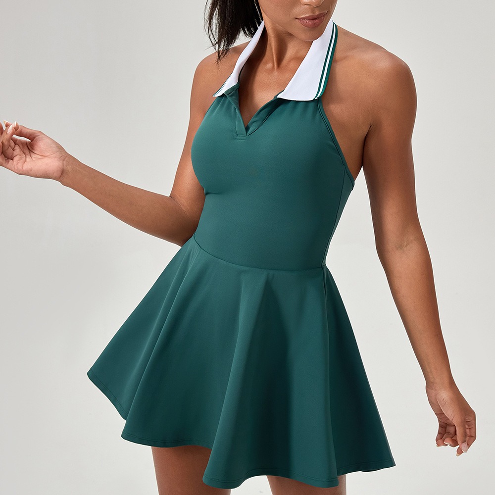 Yoga Fitness Dress - Kadın Açık Spor Tenis Elbise Kolsuz