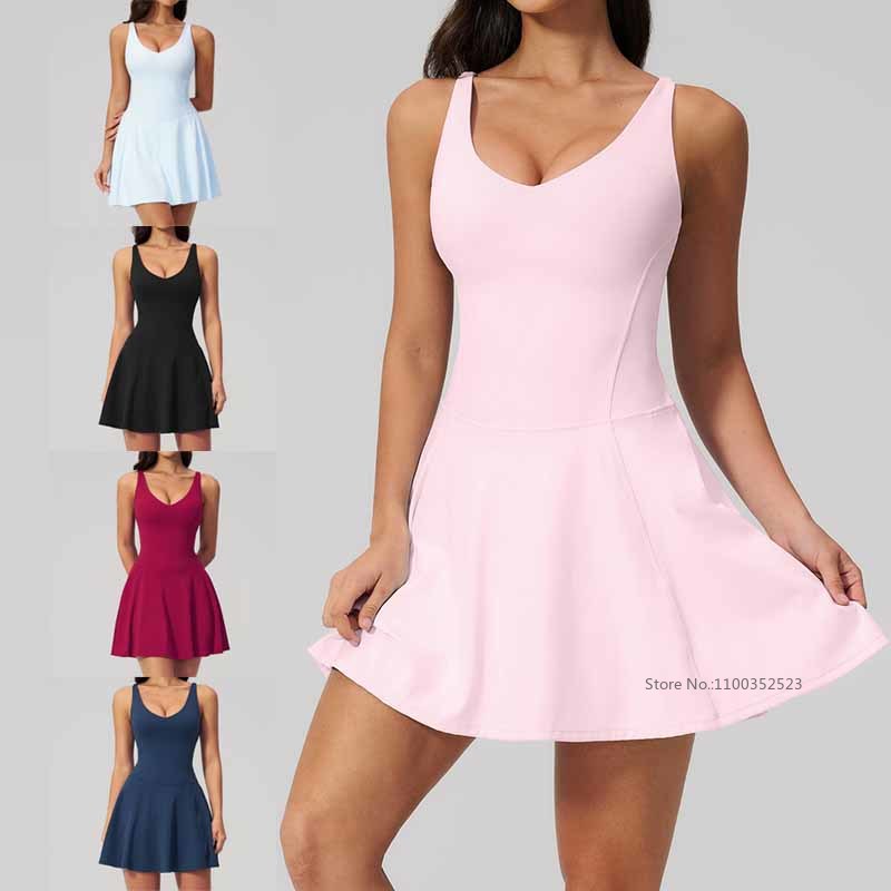 Yoga Fitness Dress - Kadınlar Hızlı Kuruyan Kolsuz Spor Elbise