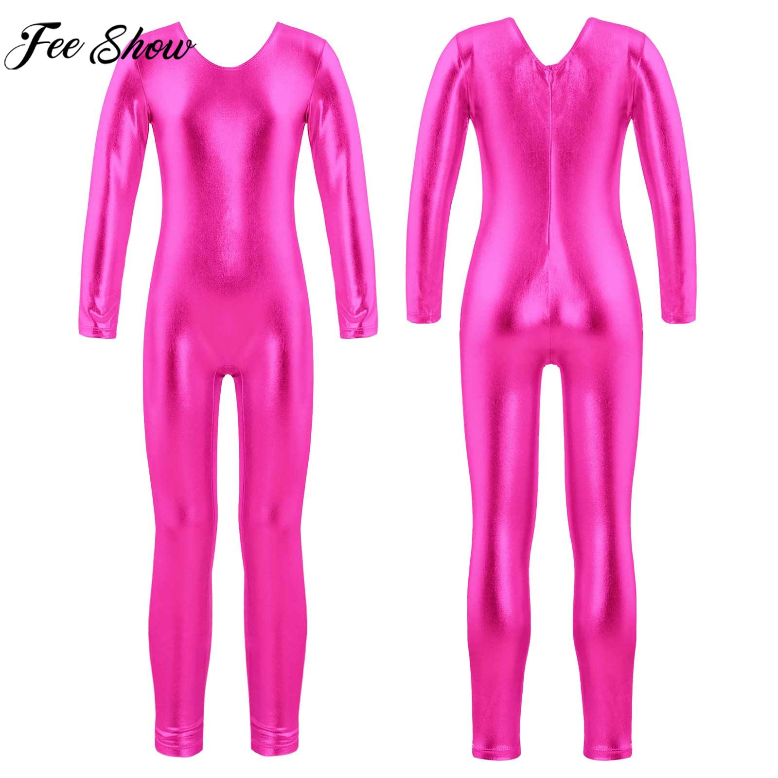 Yoga Fitness Jumpsuit - Kızlar Uzun Kollu Fermuar Bronzlaştırıcı Kumaş