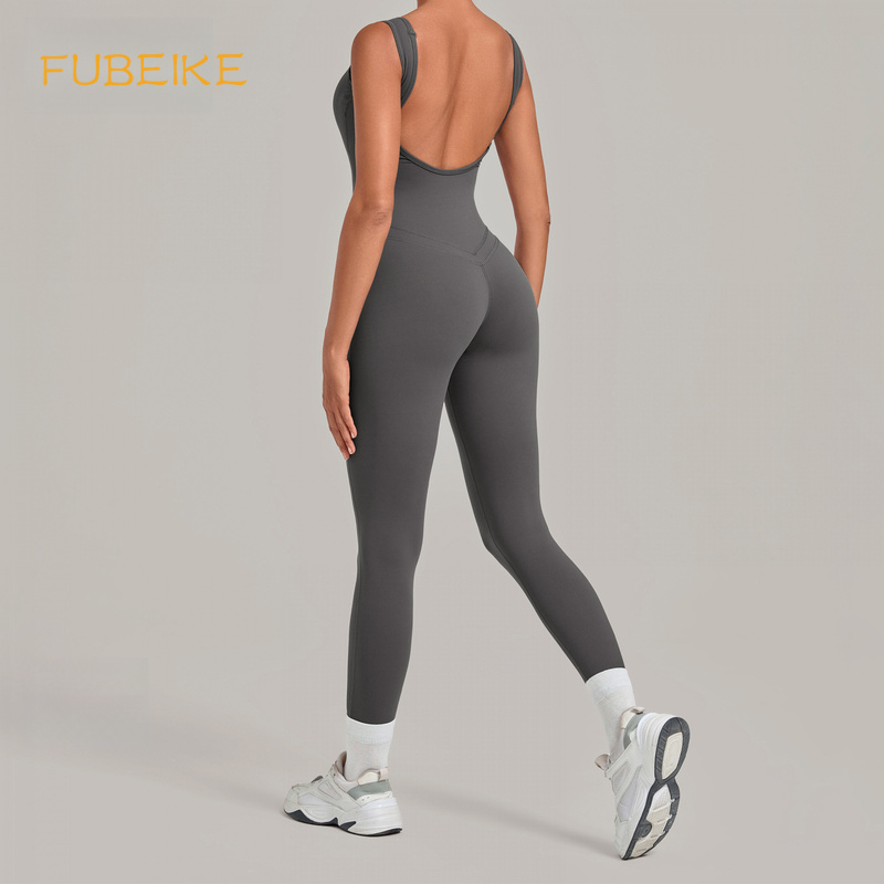Yoga Fitness Jumpsuit - Derin Sırt Dekolteli, Dar Kesim, Koşu