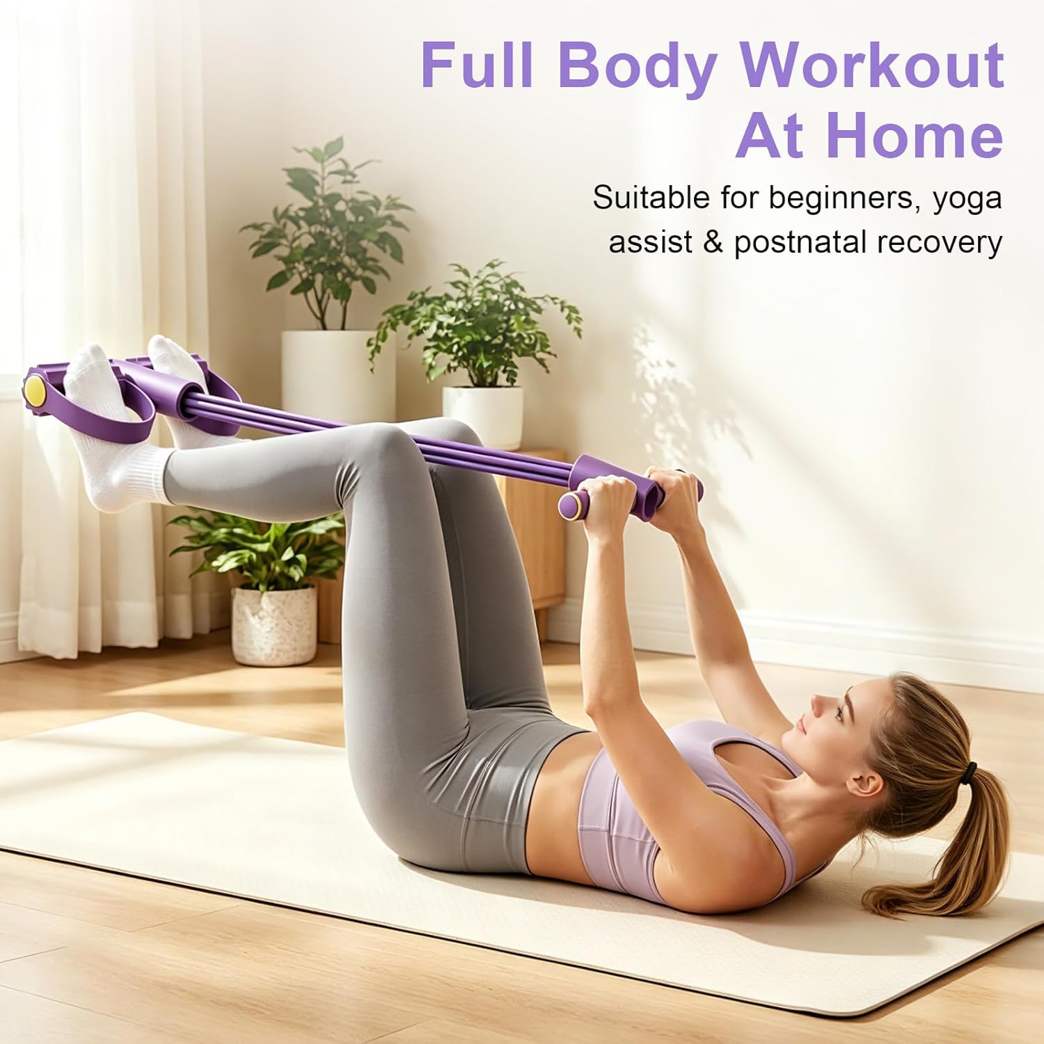 Yoga Fitness Stretching Strap - 4 Tüplü Direnç Bandı Çok Fonksiyonlu