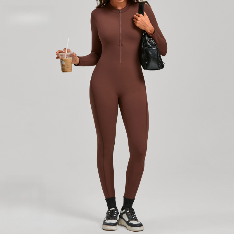 Fermuarlı Uzun Kollu Ten Rengi - Yoga Fitness Jumpsuit incelemesi ve fiyatı