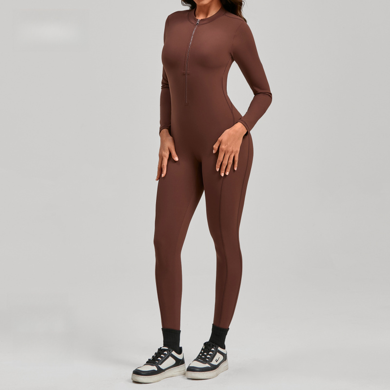 Fermuarlı Uzun Kollu Ten Rengi - Yoga Fitness Jumpsuit incelemesi ve fiyatı